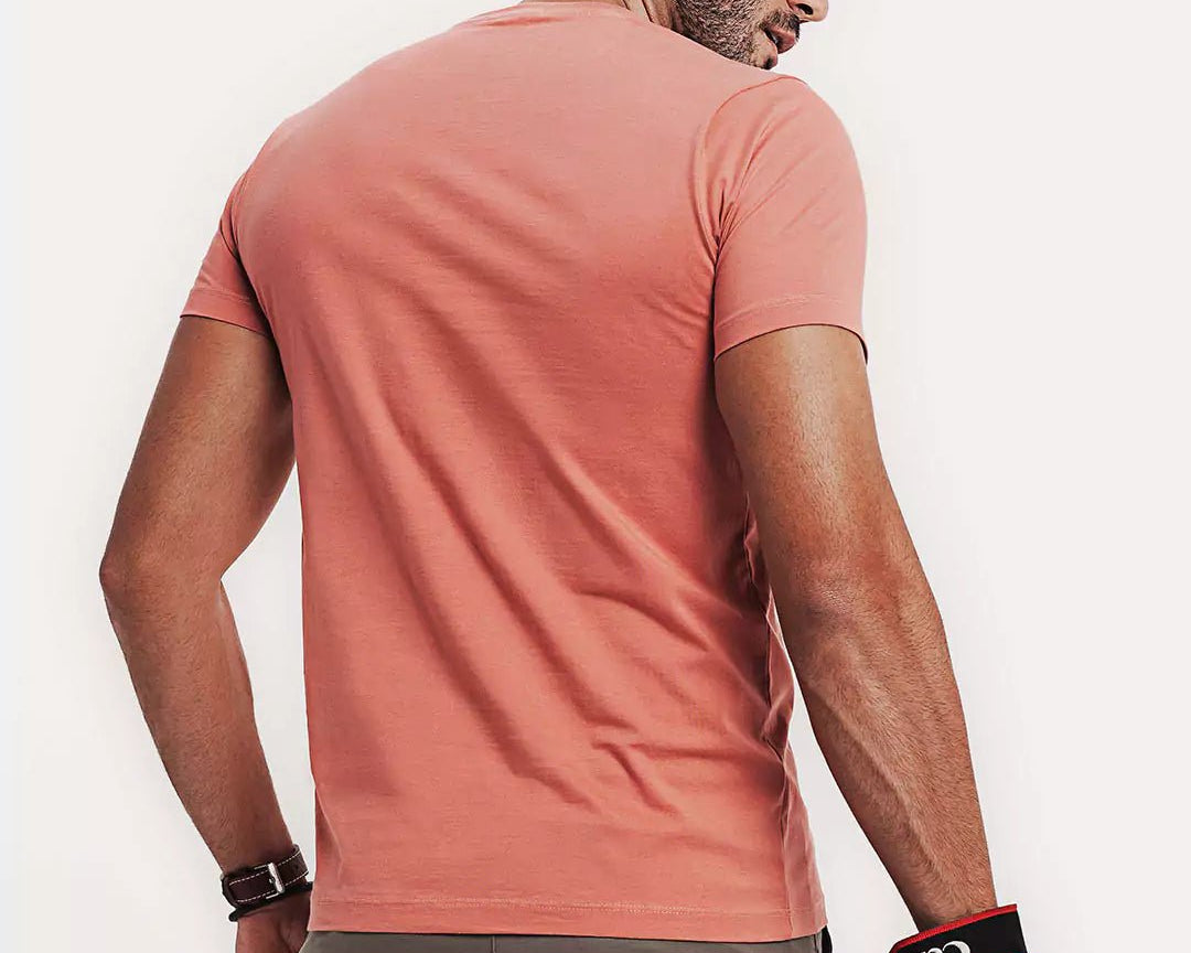 Camiseta Algodão 301 Rosa Algodão BCI™ & Tingimento Reativo EZUTUS Roupa Masculina Básica de Qualidade
