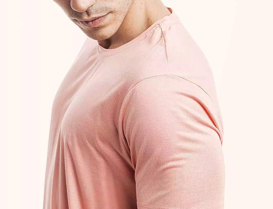Camiseta Everyday Rosa Viscose EcoVero™ & Tingimento Reativo EZUTUS Roupa Masculina Básica de Qualidade