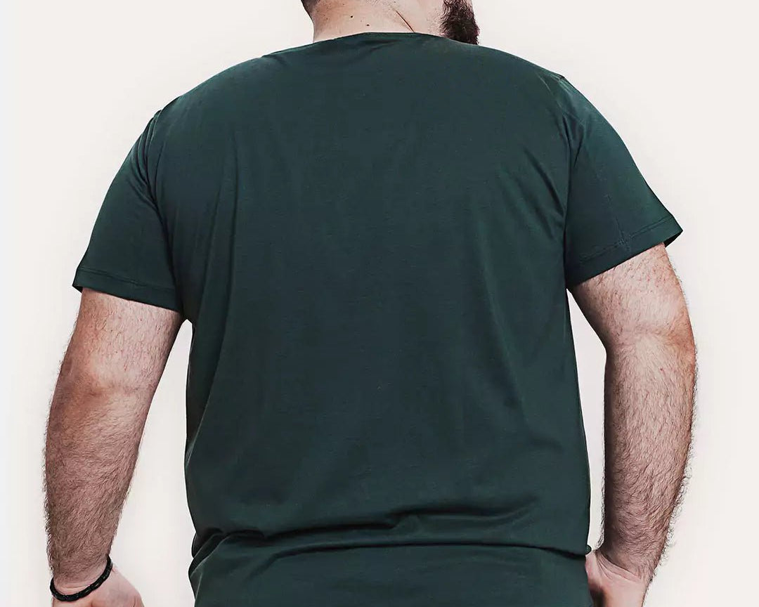 Camiseta Algodão Pima Verde Escura | Plus Size Algodão PIMA™ & Tingimento Reativo EZUTUS Roupa Masculina Básica de Qualidade