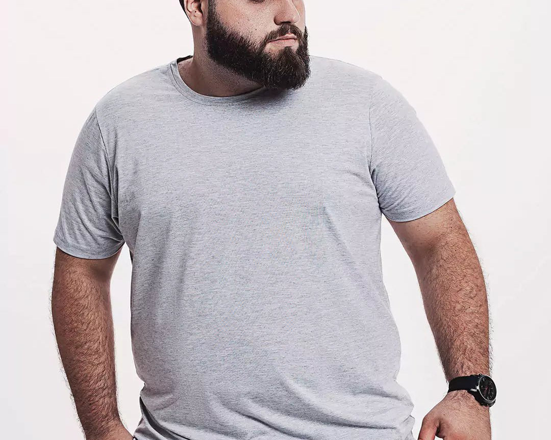 Camiseta Everyday Cinza Mescla | Plus Size Viscose EcoVero™ & Tingimento Reativo EZUTUS Roupa Masculina Básica de Qualidade