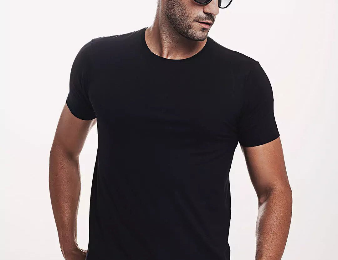 Camiseta Everyday Preta Viscose EcoVero™ & Tingimento Reativo EZUTUS Roupa Masculina Básica de Qualidade