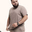 Camiseta Mescla 401 Bege | Plus Size Algodão BCI™ & Tingimento Reativo EZUTUS Roupa Masculina Básica de Qualidade