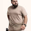 Camiseta Mescla 401 Caqui | Plus Size Algodão BCI™ & Tingimento Reativo EZUTUS Roupa Masculina Básica de Qualidade